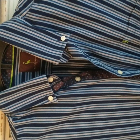 Like new! Taylorbyrd men's LS shirt blue striper, sx L - Picture 2 of 8